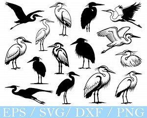 Blue Heron Bird Svg, Heron Bird Silhouette, Heron Bird Vector, Dxf, Png - Etsy Australia