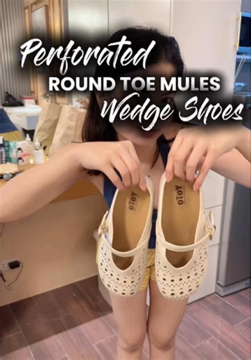 Stylish and Comfortable YOTO Perforated Round Toe Mules