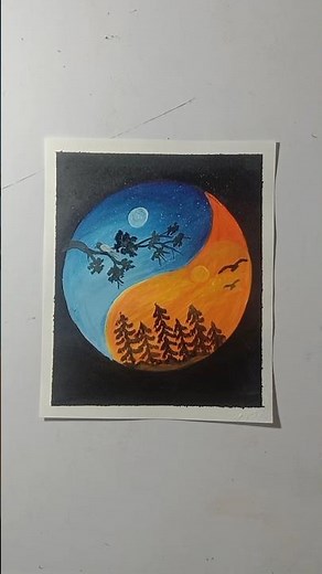 Day And Night Painting With Acrylic Painting