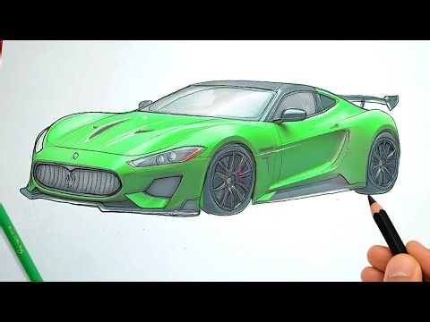 Maserati Car Drawing || Maserati GranTurismo Car Sketching 🔥🔥💚