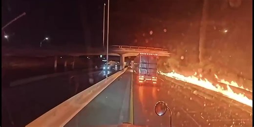 Dashcam video of fiery 18-wheeler wreck on I-35 in Waco, Texas on 3.13.25 (Courtesy Andrew Guerrero)