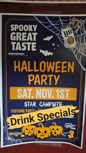 🎃 Pumpkin Spice White Russian •Vodka •Kahlua •Pumpkin Spice Creamer 🎃 Crown Royal Apple Bomb •Crown Royal Regal Apple •Pineapple Juice •Cranberry Juice 🎃 Oogie Boogie Bash •Midori •Lime Vodka •Sour/Sprite 🎃 Witch's Brew •Bacardi •Blue Curacao •Lemonade •Cranberry •Grenadine 🎃 Poison Apple •Apple Vodka •Sour Apple Schnapps •Lemonade •Grenadine 🎃 Sweet Poison Cocktail •Rum •Coconut Rum •Blue Curacao •Pineapple Juice 👻🕸 Come try them all! 🕸👻 | Otter Spring's Campground Bar & Grill