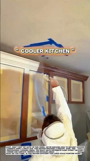 Efficient Cabinet Painting Using a Spray Gun – Smooth and Professional Finish!.