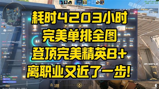 耗时4203小时，完美单排全图登顶精英B ，离职业又近了一步！