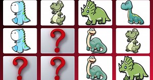 Darmowa Gra online: Memory z dinozaurami dla dzieci, dziewczynek