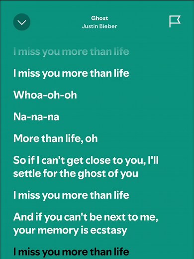 Full Lyrics of Justin Bieber's Ghost on Spotify