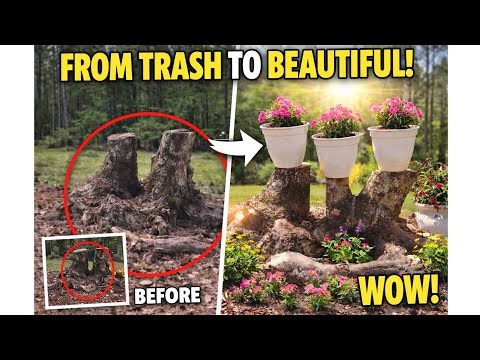 “From Dead Tree to Stunning Garden Decor 🌿✨”This Old Tree Trunk Transformation Is Incredible!”