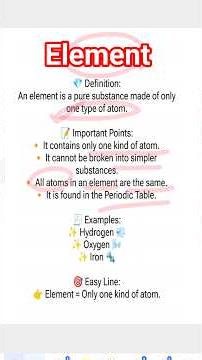 Element in Chemistry Explained | Element| Basic Chemistry for Beginners 🧪📚 #chemistryworld