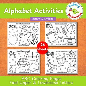 Alphabet à colorier pour les enfants : ABC, majuscules et minuscules : activité de coloration et de recherche de lettres pour l'école à la maison - Etsy France