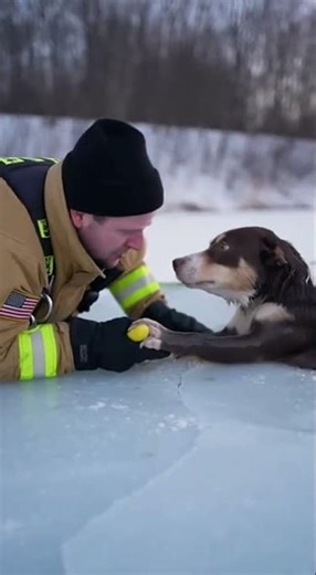 The Firefighter Who Dived into an Icy River to Save a Dog