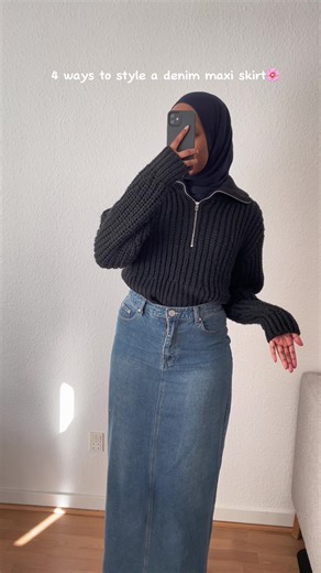 Stylish Maxi Denim Skirt Outfit Ideas for Spring