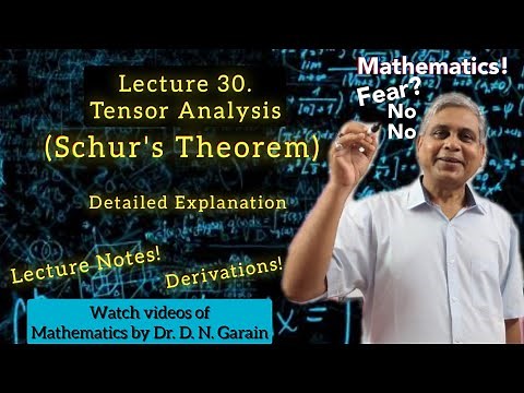 Tensor Analysis, Lec.- 30(Schur's Theorem), by Dr.D.N.Garain, for B.Sc/M.Sc Maths/Physics/Engg.