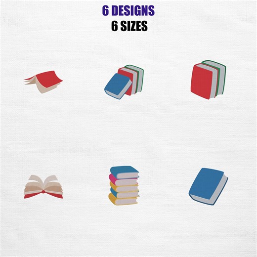 Books Stack Embroidery Design Bundle – Education Fill Stitch (digital Download) - Etsy