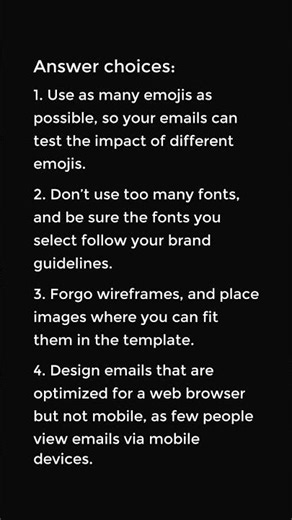 Which of the following is an example of utilizing best practices in email design?