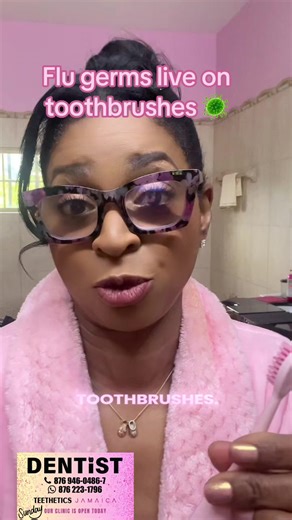 “The flu doesn’t stop at your throat—your mouth matters too. Change your toothbrush after being sick. Your immune system will thank you.” #FluSeason #DentalTips #OralHealth #ImmuneHealth #DrMichelleCharles @teetheticsja