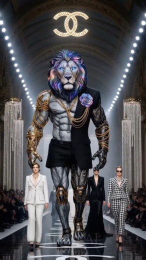 Did you see that enormous lion model at the recent fashion show? It stops traffic!" | Vm Vm