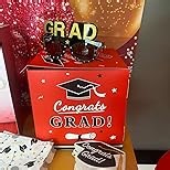 Graduation Card Box Holder, Congrats Grad Foldable Cardboard Decorations Box for Graduation Party Decoration and Grad Parties (Breyish Blue)
