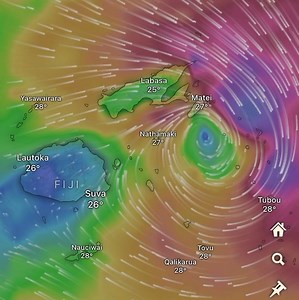 #WeatherUpdate - 9:00 AM, Monday, 24th February 2025 - Tropical Cyclone Rae has intensified into a Category 2 storm, with maximum sustained winds of 50 knots (95 km/h) and gusts reaching up to 70 knots (130 km/h). The storm is currently located approximately 50 kilometers west-northwest of Vanua Balavu and about 60 kilometers east-southeast of Taveuni. It is moving south-southwest at around 15 kilometers per hour, with the storm’s trajectory placing it near Fiji's Lau group in the coming hours. 