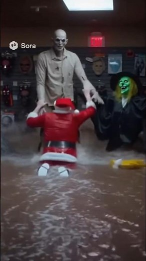TORNADO FLOOD Traps SANTA Outside Spirit Halloween