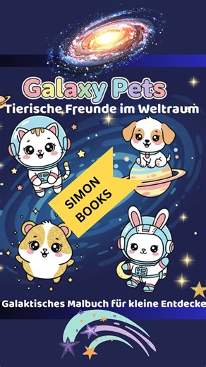 SIMON BOOKS on Instagram: "❤️ Galaktisches Malbuch für kleine Entdecker: Verrückte Weltraumtiere, kunterbunte Galaxien und super einfache Ausmalmotive für kleine Künstler ab 3 Jahren 30 kinderfreundliche Motive warten darauf, farbenfroh gestaltet zu werden: – süße Katzen im Astronautenhelm – fröhliche Hunde auf schwebenden Planeten – Sternen-Hamster mit Glitzerschnute – lustige Alien-Tierchen in Kawaii-Optik – galaktische Szenen voller Sterne, Monde und Planeten❤️ Viel Spaß beim Ausmalen 😊 . . 