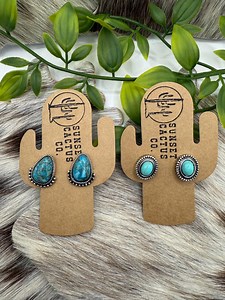 Western Faux Turquoise Stud Earrings, Teardrop Earrings, Red Gem Earrings, Red Earrings, Turquoise Earrings, Western Earrings - Etsy