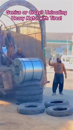 The Most Unexpected Way to Unload Steel Coils! 🚛💨 #industrial #logistics #steelcoils #workhacks