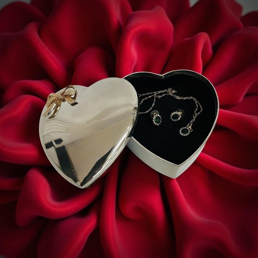 Vintage Heart Shaped Silver Jewelry Box: Valentine Gift - Etsy