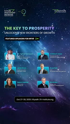 We're excited to reveal our first batch of speakers for #FII9! From global #finance & #energy to #investments & #sustainable innovation, their expertise will ignite deliberations on the most pressing paradoxes standing in the way of progress. Learn more: link in bio @PIF @aramco @J.P. Morgan @Nasdaq