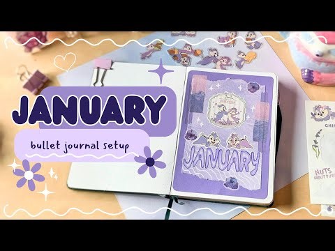 January Bullet Journal Set-up | Cute Purple Chip -n- Dale Inspired