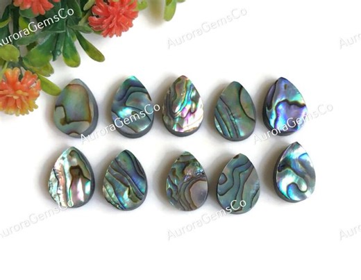 Abalone Shell Cabochons 10x14xmm Pear Shape Gemstone, Calibrated Abalone Sea Shell 10 Pcs Lot Use for Jewelry Making, Birthstone Gemstone - Etsy