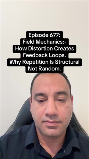 EPISODE 677 Field Mechanics: How Distortion Creates Feedback Loops Why Repetition Is Structural, Not Random Repetition is not bad luck. Repetition is routing. ⸻ What A Feedback Loop Actually Is A feedback loop forms when: • signal remains unresolved • distortion stays active • correction is not integrated • interpretation replaces adjustment The system repeats conditions until integration occurs. ⸻ Distortion Creates Recursive Routing Distortion: • alters perception • narrows interpretation • re