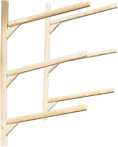 3-Place Wall-Mount Log Kayak Storage Rack, Paddle Board Wall Mount, Canoe Garage Storage Racks, Surfboard Wall Storage, Surf Racks, Kayak Wall Storage