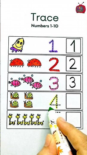 1 to 10 Number Tracing ✏️ | Learn Numbers 1-10 with Fun 🥰 | Counting & Writing for Kids #Shorts