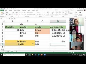 Conversiones en excel bits, bytes, kb,gb, mb