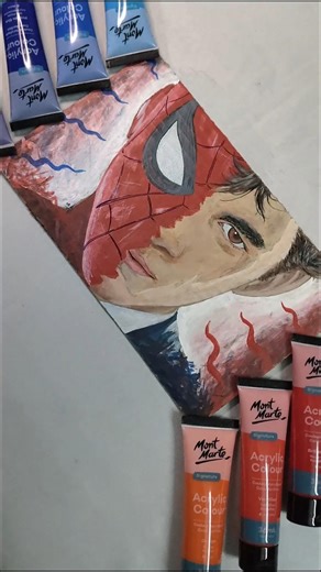Drawing Spider-Man (Part 2) | Acrylic paint 🎨 #art #spiderman #spidermanart