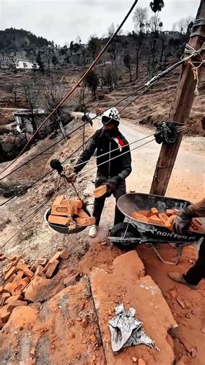 Pulley Manual Work Tool for Brick Transport on Steep Terrain #worktool