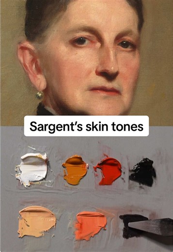 Mixing Sargent’s skin tones!✨ As always keep in mind that Sargent did not use this palette, this is just an example. He apparently had a much bigger palette. Also yellow brown is a pigment sold by Old Holland. It is more opaque, more chromatic and has a higher tinting strength compared to yellow ocre, i love it, it’s an amazing color! #mixingcolors #colormixing #oilpainting #painting