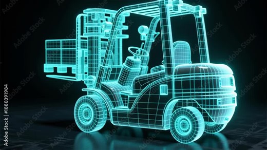 Forklift technology in logistics center enhances delivery and loading of goods with efficient transportation and distribution for e commerce using automobile systems