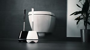SAVEGA® Das Original - Innovative Toilettenbürste aus Silikon – Klobürste mit Halter – Hochwertiges WC-Bürsten Set – Antibakterieller Klobürstenhalter in schwarz - grau – rund