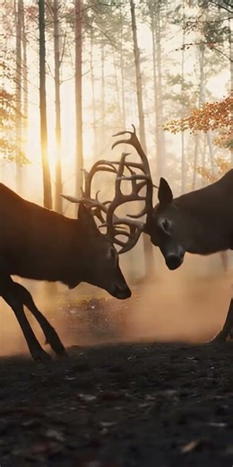 Deer Battle at Sunset! 🦌⚔️ The Ultimate Antler Showdown #shorts