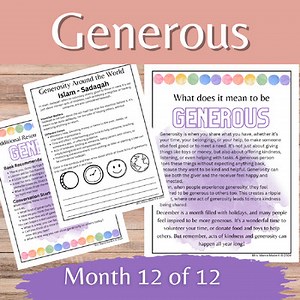 Generosity Character Building SEL Elementary Unit - Worksheets, Story, Play, Art