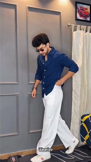 POV: Blue Shirt + White Pants = Cleanest Men's Outfit 🔥 #shorts