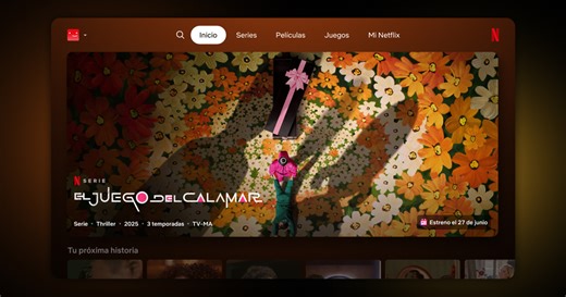 ¡Netflix tiene un aspecto más simple y mejorado! Con esta nueva actualización, es el mismo Netflix que conoces y amas, pero el diseño renovado te ofrece más información sobre las series y películas de un vistazo, lo que facilita encontrar algo para ver. La nueva experiencia de Netflix en TV comenzará a implementarse para los miembros a finales de este mes. | Netflix