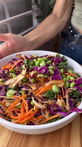 Beautiful Asian Inspired Cabbage Salad With/ Homemade Peanut Ginger Dressing AND homemade wonton crisps! SO DELICIOUS. Full recipe linked in comments. #food #salads #yummyfood | Sailor Bailey