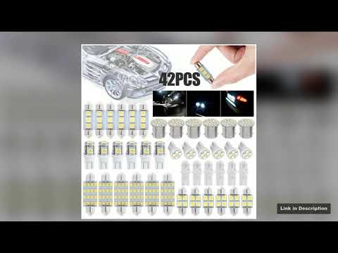 42Pcs LED Car Interior Lights T10 6000K SMD LED Replacement License PlateReading Light Bulbs Xenon