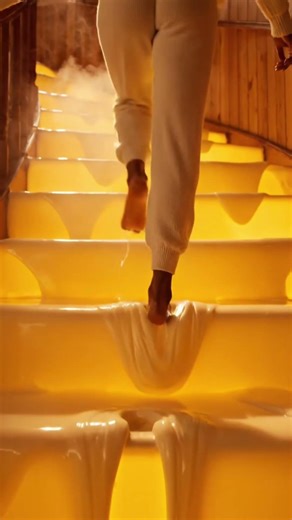 Barefoot on Endless Molten Sweets Stairs 🍬🍫🍯 #shorts #youtubeshorts