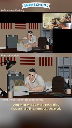 8.1K views · 179 reactions | Raw intelligence  Great reference and animated shot by Thibaut Fournié! Learn more at AnimSchool.edu and level up your 3D animation skills today - admission for the Summer 2025 term ends in 6 days!  Audio source: Burn After Reading (2008) #BurnAfterReading #CharacterAnimation #AnimationBehindTheScenes #3DAnimation #AnimSchool | AnimSchool | Facebook