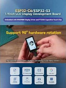 Esp32 1.9" 170×320 LCD, 262K Color，6-Axis IMU, TF Slot, Battery#waveshare #arduino #esp32