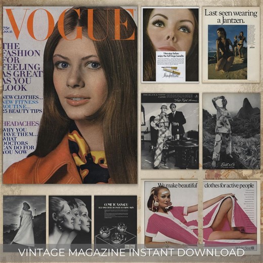 Vintage Vogue Magazine 1970 Digital Download | January 1970 Vogue Issue | Retro Fashion Photography | Fashion History Archive - Etsy