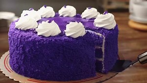 Red Ribbon Ube Overload in 2022’s lucky Pantone Color of the Year! Have a slice for luck now! Order a cake online, via the RedRibbonUSA app or click link in our bio. | Red Ribbon Bakeshop USA